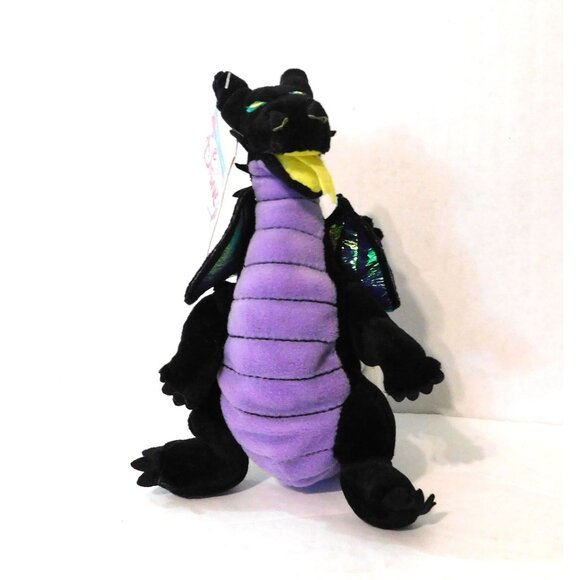 Disney Store Dragon Mini Bean Bag Plush 7" Purple Black Sleeping Beauty - Picture 1 of 6
